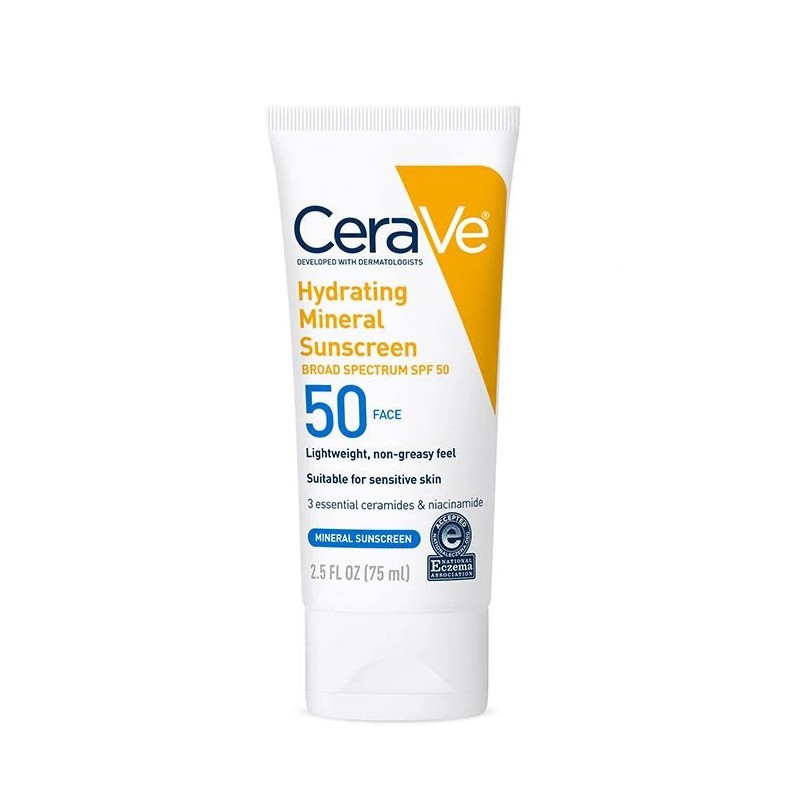 CeraVe Hydrating Mineral Face Sunscreen Broad Spectrum SPF 50 75ml